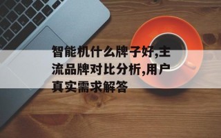 智能机什么牌子好,主流品牌对比分析,用户真实需求解答