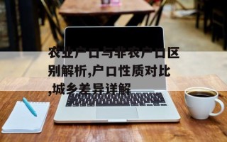 农业户口与非农户口区别解析,户口性质对比,城乡差异详解