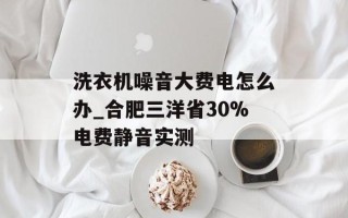 洗衣机噪音大费电怎么办_合肥三洋省30%电费静音实测