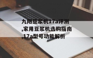 九阳豆浆机17a评测,家用豆浆机选购指南,17a型号功能解析