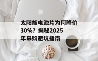 太阳能电池片为何降价30%？揭秘2025年采购避坑指南