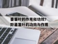 番薯叶的作用和功效？野蕃薯叶的功效与作用