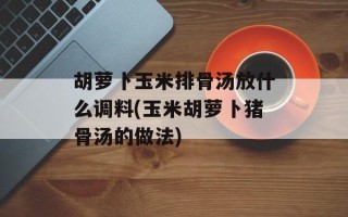 胡萝卜玉米排骨汤放什么调料(玉米胡萝卜猪骨汤的做法)