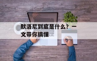 默洛尼到底是什么？一文带你搞懂