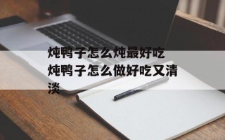 炖鸭子怎么炖最好吃 炖鸭子怎么做好吃又清淡