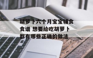 胡萝卜六个月宝宝辅食食谱 想要给吃胡萝卜都有哪些正确的做法