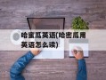 哈蜜瓜英语(哈密瓜用英语怎么读)