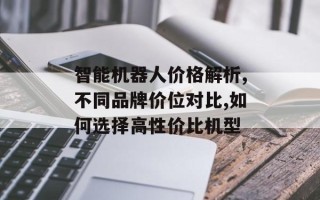 智能机器人价格解析,不同品牌价位对比,如何选择高性价比机型