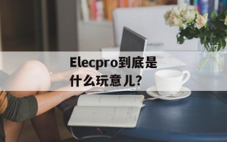 Elecpro到底是什么玩意儿？