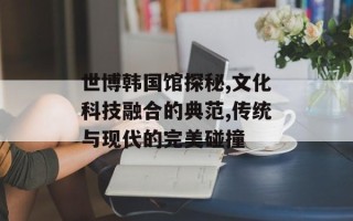 世博韩国馆探秘,文化科技融合的典范,传统与现代的完美碰撞