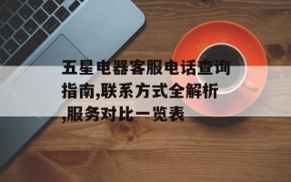 五星电器客服电话查询指南,联系方式全解析,服务对比一览表