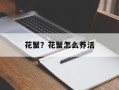 花蟹？花蟹怎么养活