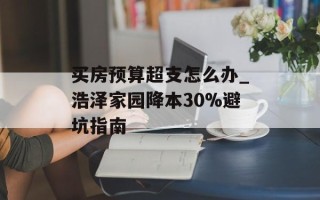 买房预算超支怎么办_浩泽家园降本30%避坑指南