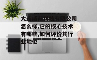 大连威邦科技有限公司怎么样,它的核心技术有哪些,如何评价其行业地位