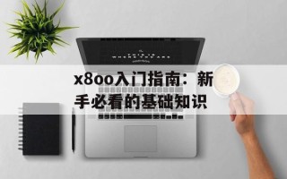 x8oo入门指南：新手必看的基础知识