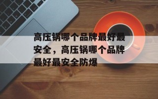 高压锅哪个品牌最好最安全，高压锅哪个品牌最好最安全防爆