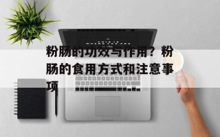 粉肠的功效与作用？粉肠的食用方式和注意事项