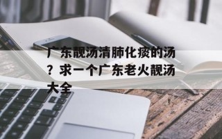 广东靓汤清肺化痰的汤？求一个广东老火靓汤大全