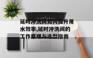 延时冲洗阀如何提升用水效率,延时冲洗阀的工作原理与选型指南
