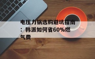 电压力锅选购避坑指南：韩派如何省60%燃气费