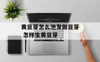 黄豆芽怎么泡发做豆芽 怎样生黄豆芽