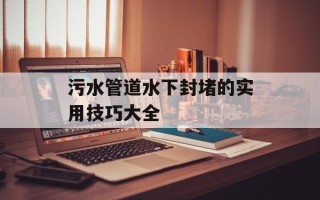 污水管道水下封堵的实用技巧大全