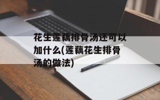 花生莲藕排骨汤还可以加什么(莲藕花生排骨汤的做法)