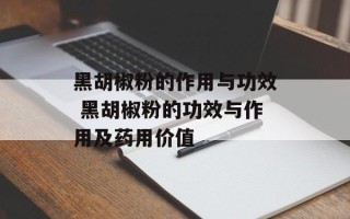 黑胡椒粉的作用与功效 黑胡椒粉的功效与作用及药用价值