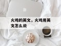 火鸡的英文，火鸡用英文怎么说
