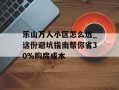 乐山万人小区怎么选_这份避坑指南帮你省30%购房成本