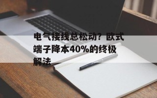电气接线总松动？欧式端子降本40%的终极解法