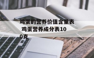 鸡蛋的营养价值含量表 鸡蛋营养成分表100克