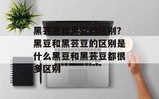 黑芸豆和黑豆的区别？黑豆和黑芸豆的区别是什么黑豆和黑芸豆都很多区别