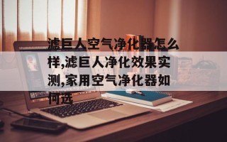 滤巨人空气净化器怎么样,滤巨人净化效果实测,家用空气净化器如何选